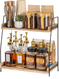 Wooden Storage Rack Multi-Functional Double-Layer Kitchen Spice Organizer Bathroom Skincare Organizer Desktop Storage Rack
