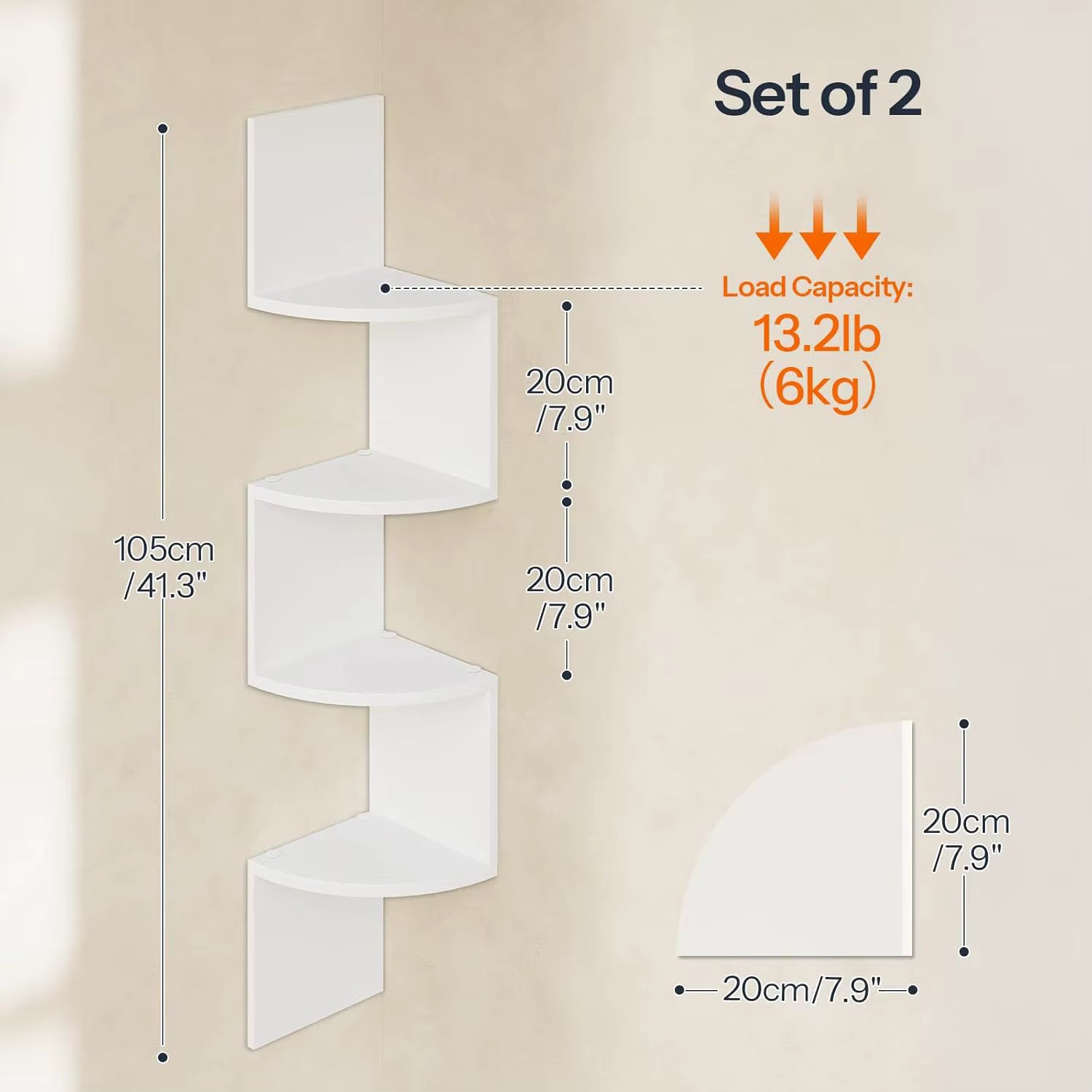 Wooden Retro Wall-Mounted Floating Corner Shelf Simple Bookshelf Four-Layer Multi-Functional Density Board Storage Shelf