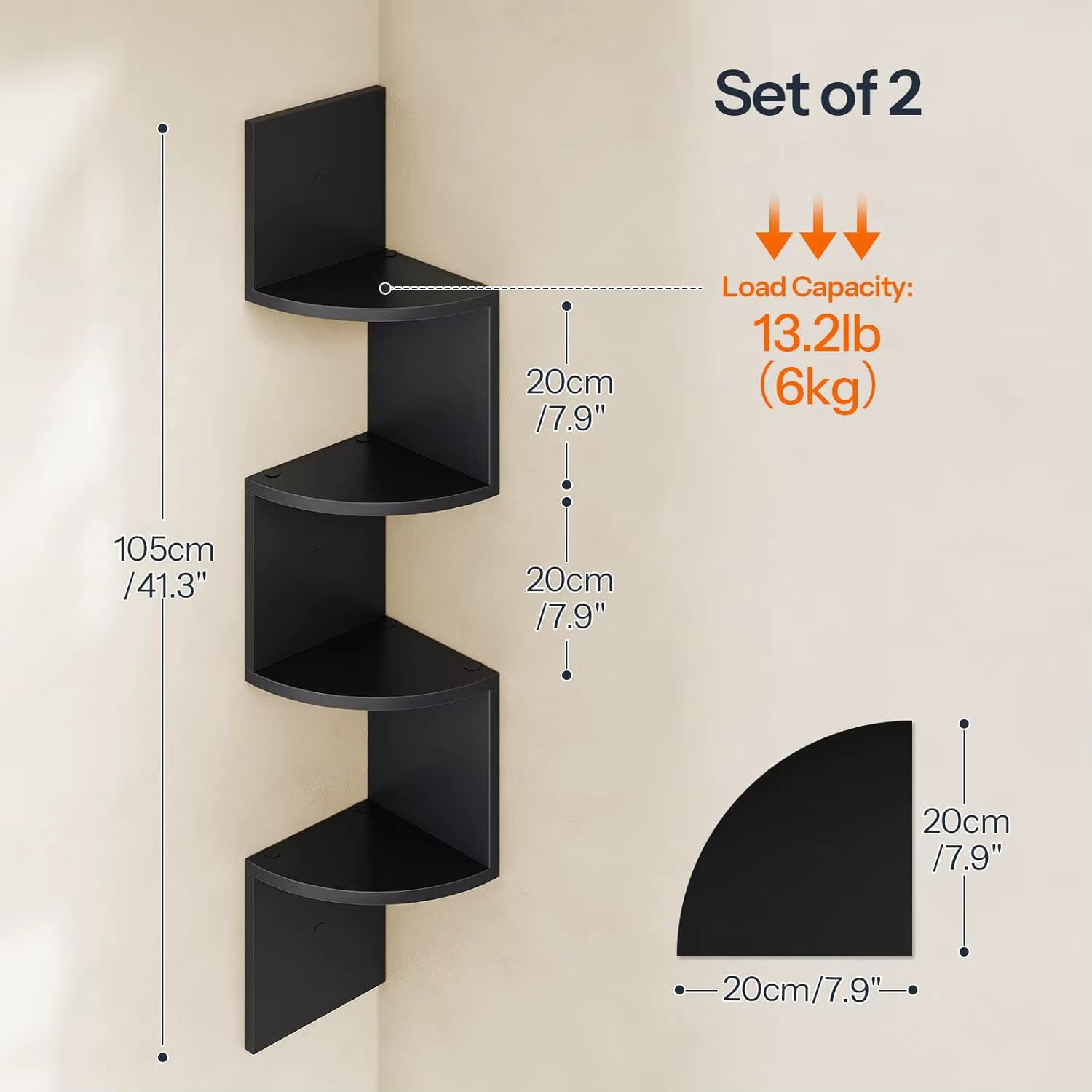 Wooden Retro Wall-Mounted Floating Corner Shelf Simple Bookshelf Four-Layer Multi-Functional Density Board Storage Shelf