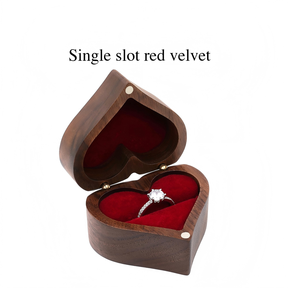 Wood Ring Boxes Jewellery Packaging Ring Box Wedding Engagement Ring Box Vintage Luxury Jewelry Heart Shaped Box