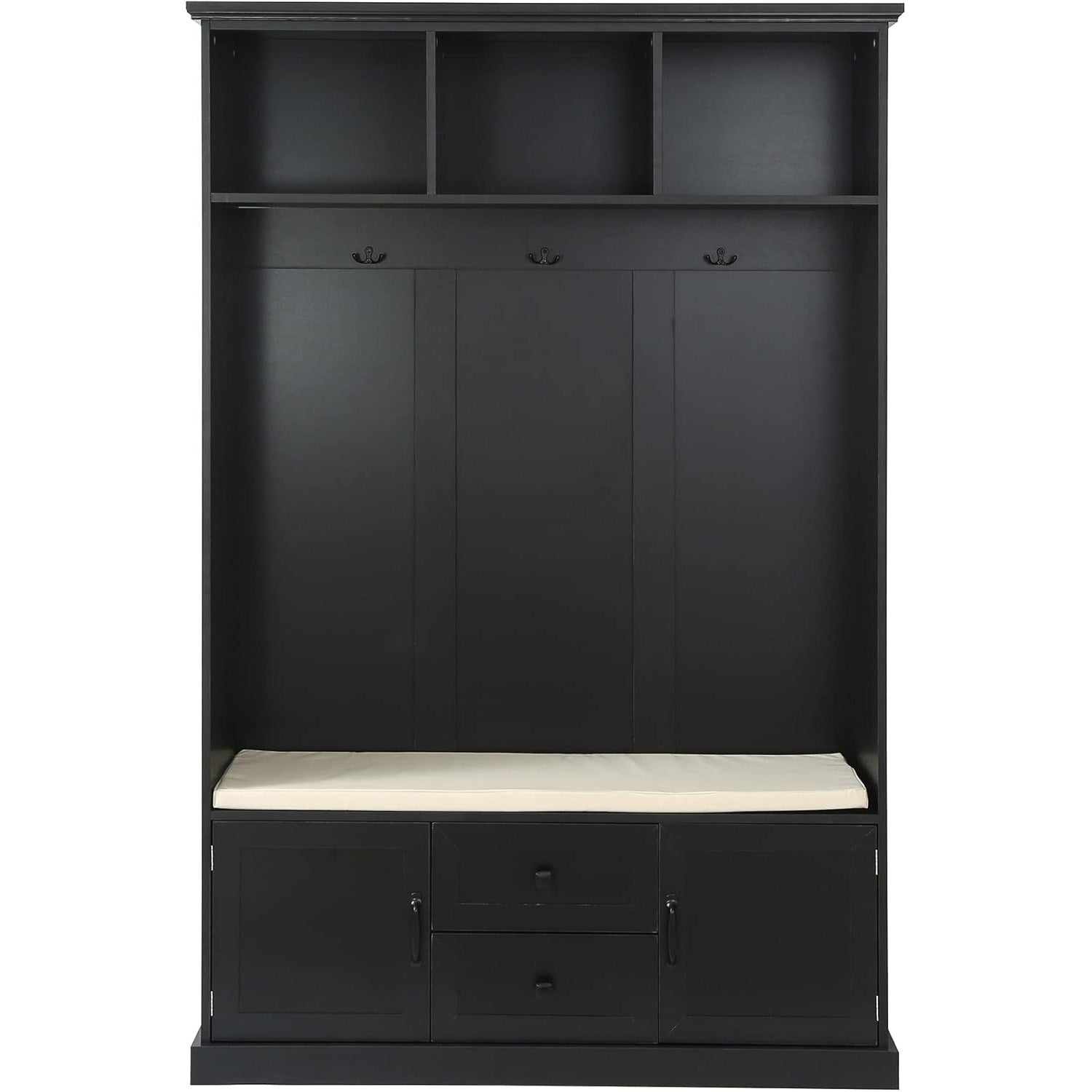 Modern Design Wooden Hall Tree With Shoe Rack Bench and Coat Hooks Panel Wood Dining Room Furniture for Home or Hotel Use