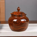Tiger Skin Sandalwood Acacia Solid Wood Sealed Copper Lid Tea Canister Home Office Living Room Decorative Creative Craft
