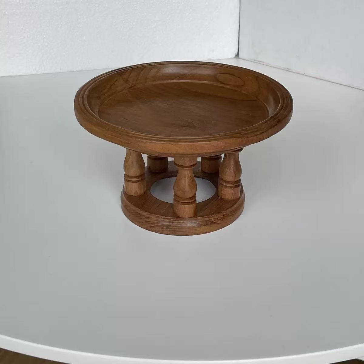 Solid Wood Storage Shelf Mini Coffee Table Storage Tray Balcony Flower Pot Creative Retro Mini Ornament