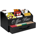 Coffee Bar Counter Storage Box Solid Wood Coffee Pod Beverage Organizer Box Desktop Compartment Storage Box