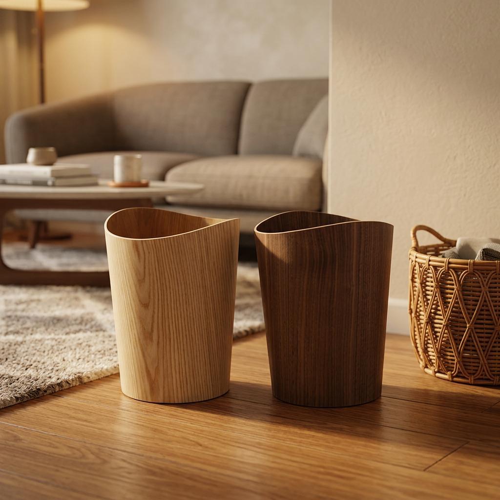 Office Paper Basket Retro Color Trash Can Durable Insect-Proof Wooden Waste Bin Suitable for Home or Office Storage