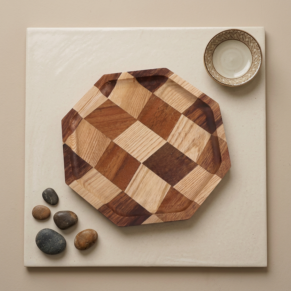 Wooden Hotel Tray Breakfast Creative Simple Spliced Wooden Plate Home Use Walnut Wood Afternoon Tea Retro Tray
