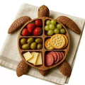 Wooden Personalized Creative Cartoon Turtle-Shaped Plate with Divided Sections Suitable for Serving Cheese and Fruits
