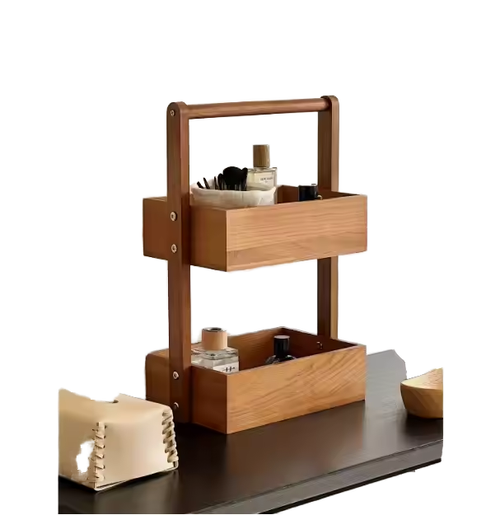 Double Layer Solid Wood Storage Rack Multi-layer Storage Rack for Vegetables Kitchen Bathroom Living Room Storage Organization