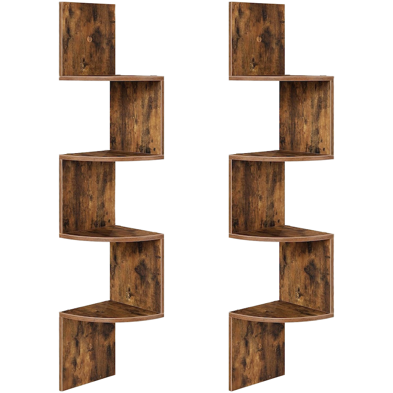 Wooden Retro Wall-Mounted Floating Corner Shelf Simple Bookshelf Four-Layer Multi-Functional Density Board Storage Shelf