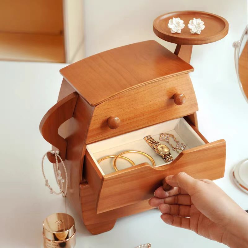 2026 New Design Cute and Sturdy Solid Wood Jewelry Storage Box High-End Exquisite Organizer