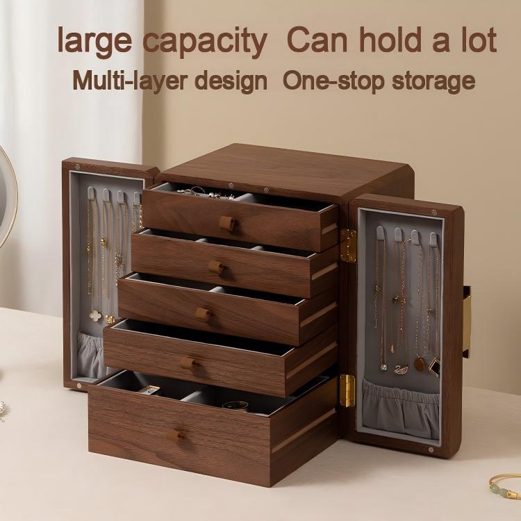 Solid Wood Jewelry Box Large Capacity Luxury Bridal Gift Gold Jewelry Box Jewelry Storage Box Vintage Wooden Jewelry Box