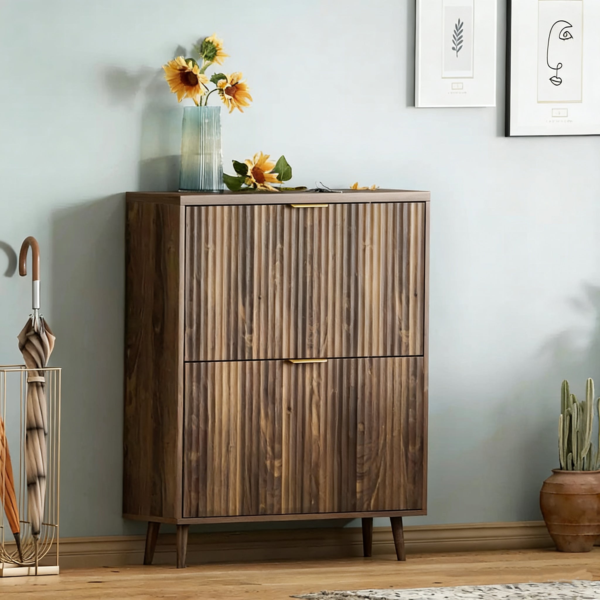 Panel Shoe Cabinet Luxury Shoe Cabinet Simple Solid Wood Storage Cabinet Display Stand
