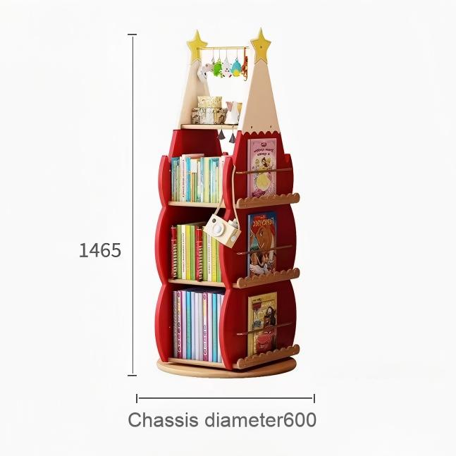 Bookshelf Cabinet Children's Christmas Tree-Shaped Rotating Bookcase Wooden Bookcase for Study Children's Room Bedroom Library