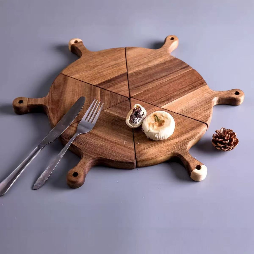 Wooden Cutting Board Pizza Plate Divided Cheese Steak Plate Irregular Partitioned Acacia Wood Fruit Sushi Serving Tray
