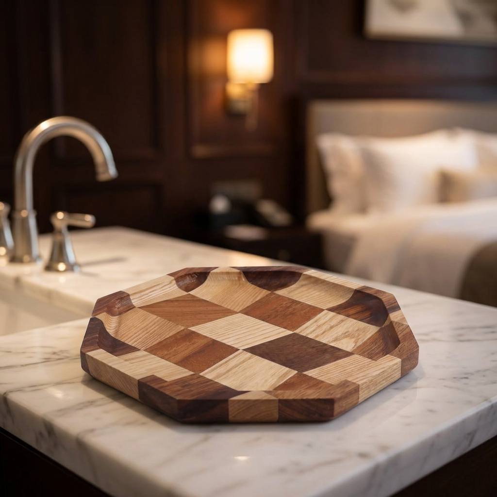 Wooden Hotel Tray Breakfast Creative Simple Spliced Wooden Plate Home Use Walnut Wood Afternoon Tea Retro Tray