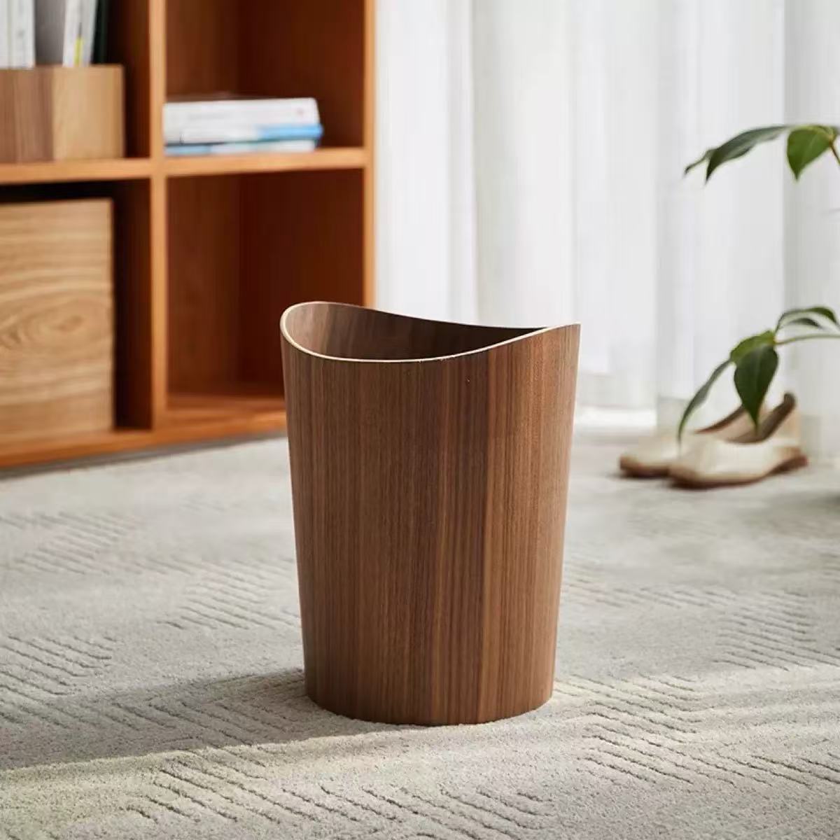 Office Paper Basket Retro Color Trash Can Durable Insect-Proof Wooden Waste Bin Suitable for Home or Office Storage