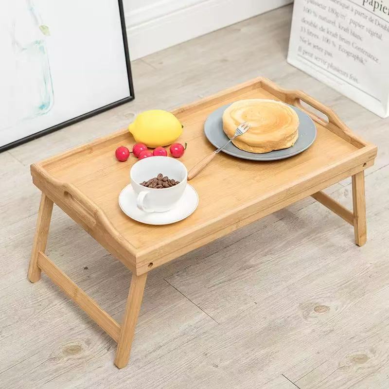 Wooden Folding Multi-Functional Bamboo Tray Lazy Household Folding Bedroom Wooden Tray Simple Fruit Tray