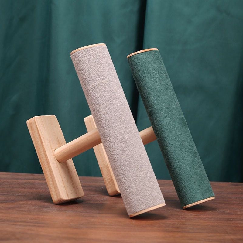 New Solid Wood Flat Tube Jewelry Stand for Hanging Necklaces and Bracelets, Titanium Steel Bracelet Display Jewelry Storage Rack