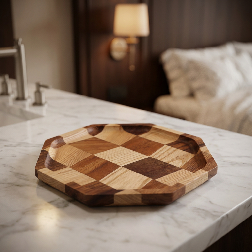 Wooden Hotel Tray Breakfast Creative Simple Spliced Wooden Plate Home Use Walnut Wood Afternoon Tea Retro Tray