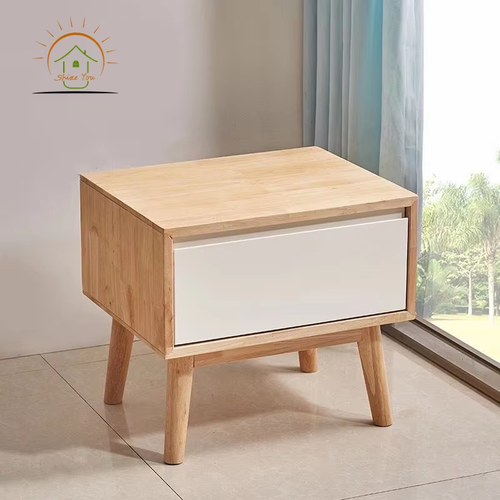 Elegant Modern Simple Wooden Bedside Nightstand with Drawer Durable Wood Crafted End Side Table for Home Bedding Decor