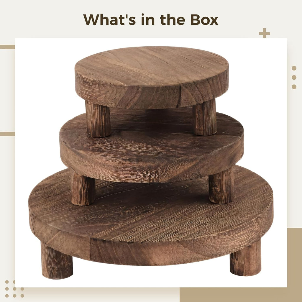 Versatile Wooden Tripod Flower Stand & Bonsai Plant Stool Base Tray Home Kitchen Bathroom Decor Storage Rack for Desktop Display