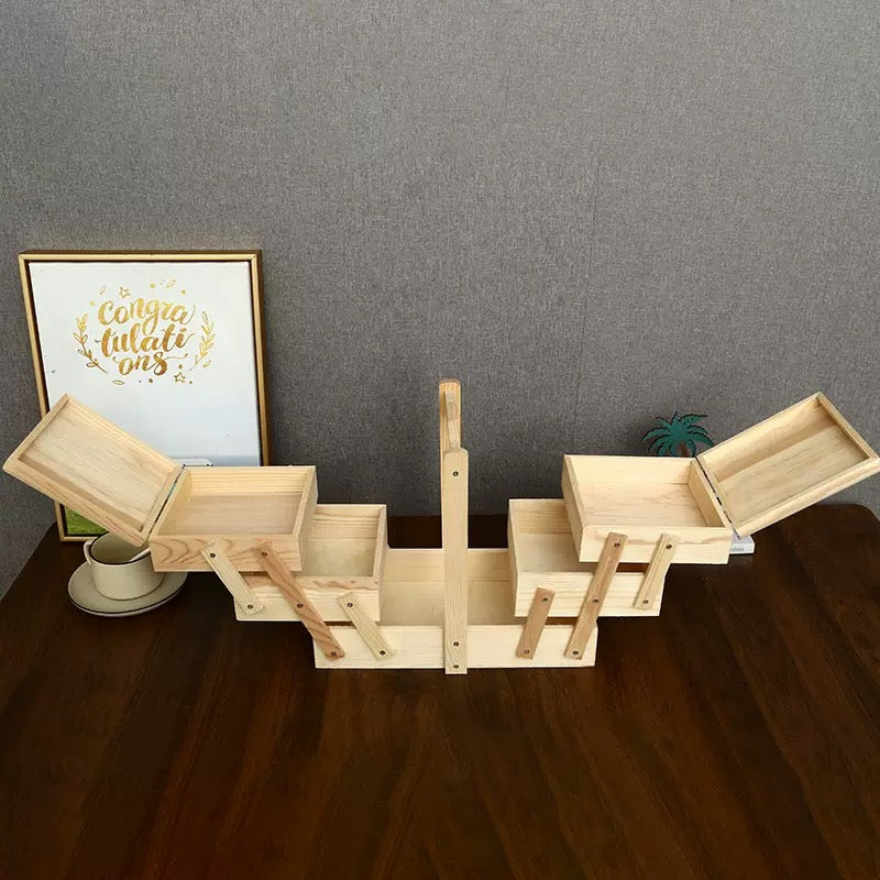 Storage Box Handheld Wooden Folding Storage Box Jewelry Cosmetics Storage Wooden Box Chinese Style Pastry Box