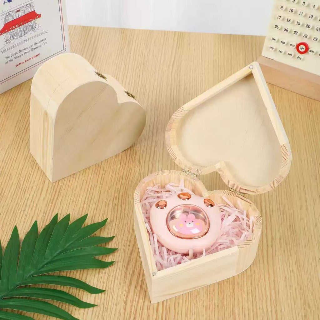 Wooden Color Accessories Heart-Shaped Jewelry Box Children's Toy Jewelry Box Simple Design Handmade Display Gift Box
