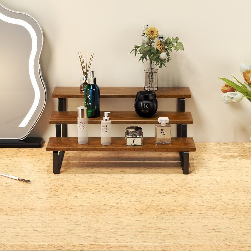 Shelf Figurine Perfume Dark Walnut Wood Storage Rack Solid Wood Coffee Cup Desktop Display Ladder Organizer Display Stand