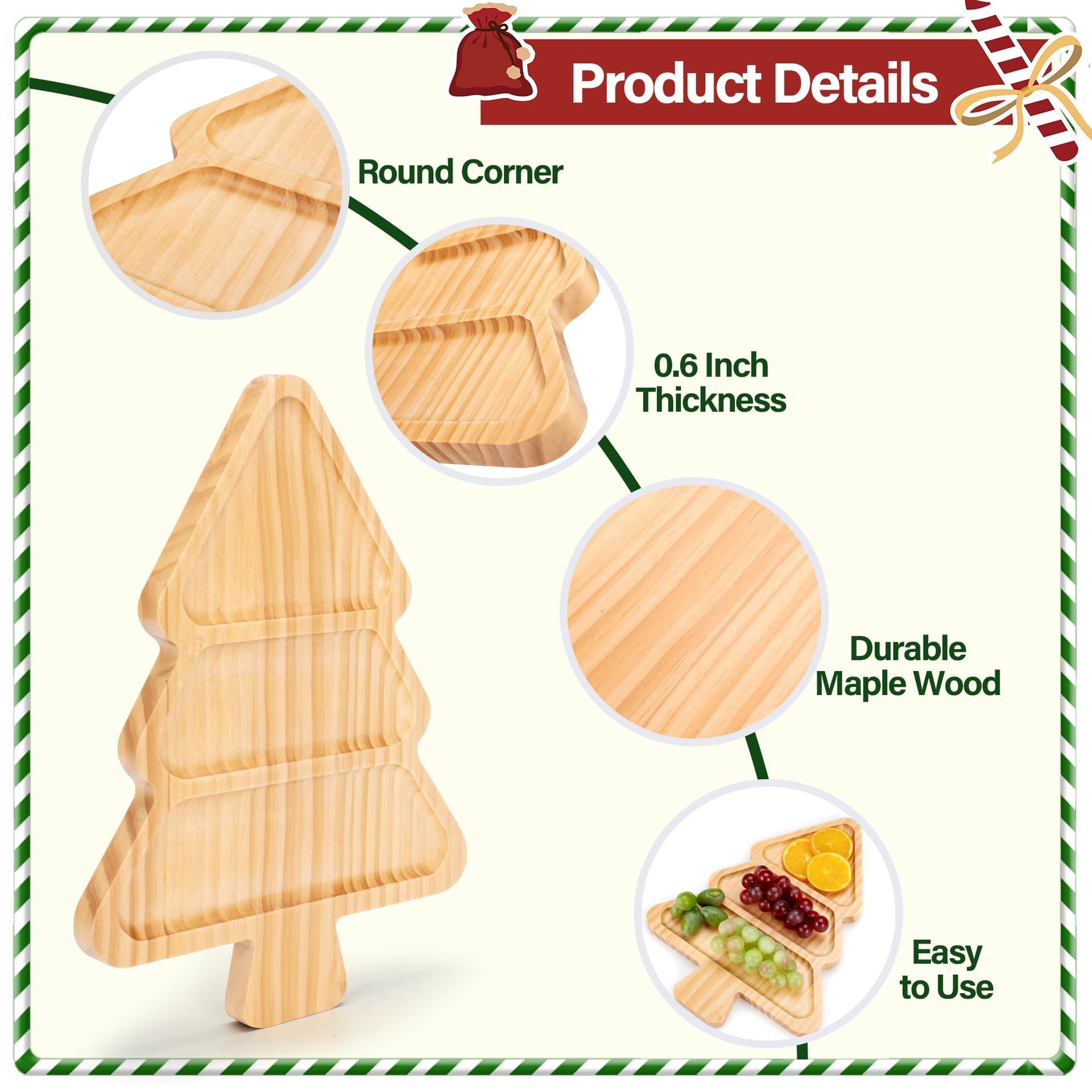 Wooden Pallets Christmas Tree Design Pastries Cheese Christmas Decorative Platter Pinewood