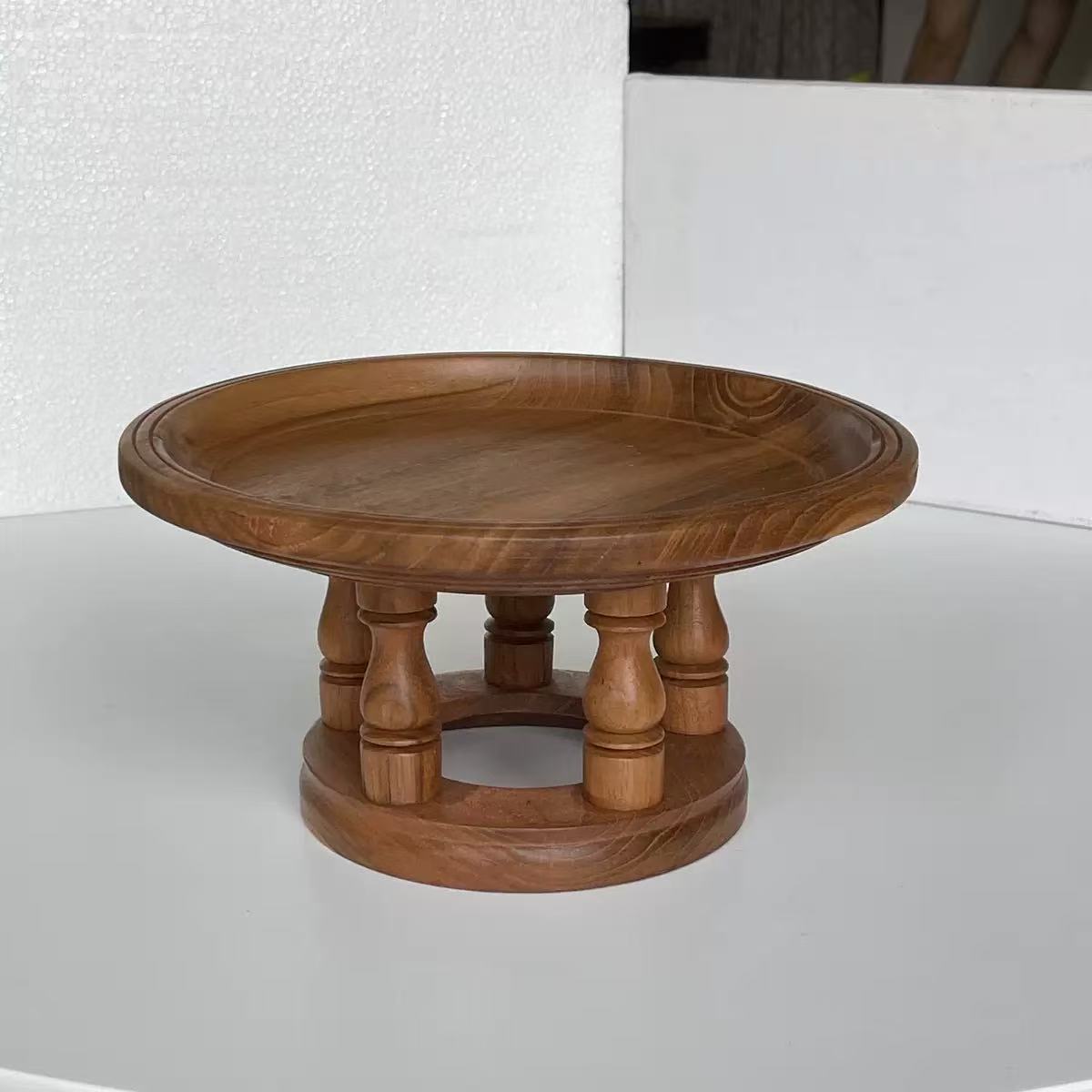 Solid Wood Storage Shelf Mini Coffee Table Storage Tray Balcony Flower Pot Creative Retro Mini Ornament