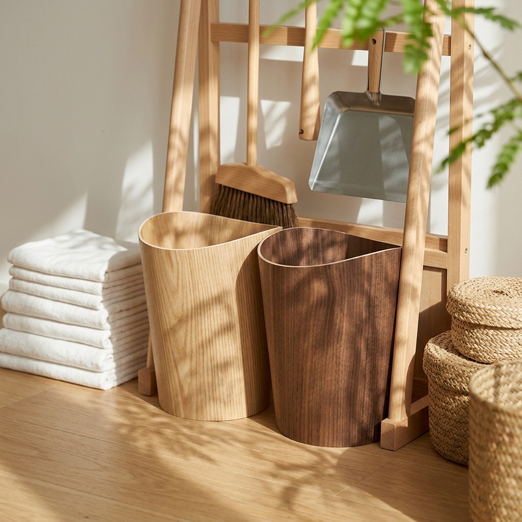 Office Paper Basket Retro Color Trash Can Durable Insect-Proof Wooden Waste Bin Suitable for Home or Office Storage