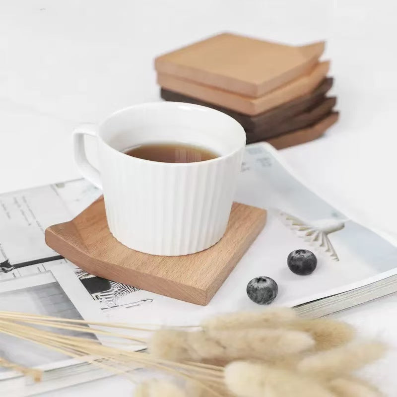 Japanese Style Black Walnut Wood Folded Corner Coaster Wooden Heat Insulation Pad Craft Creative Tea Cup Holder