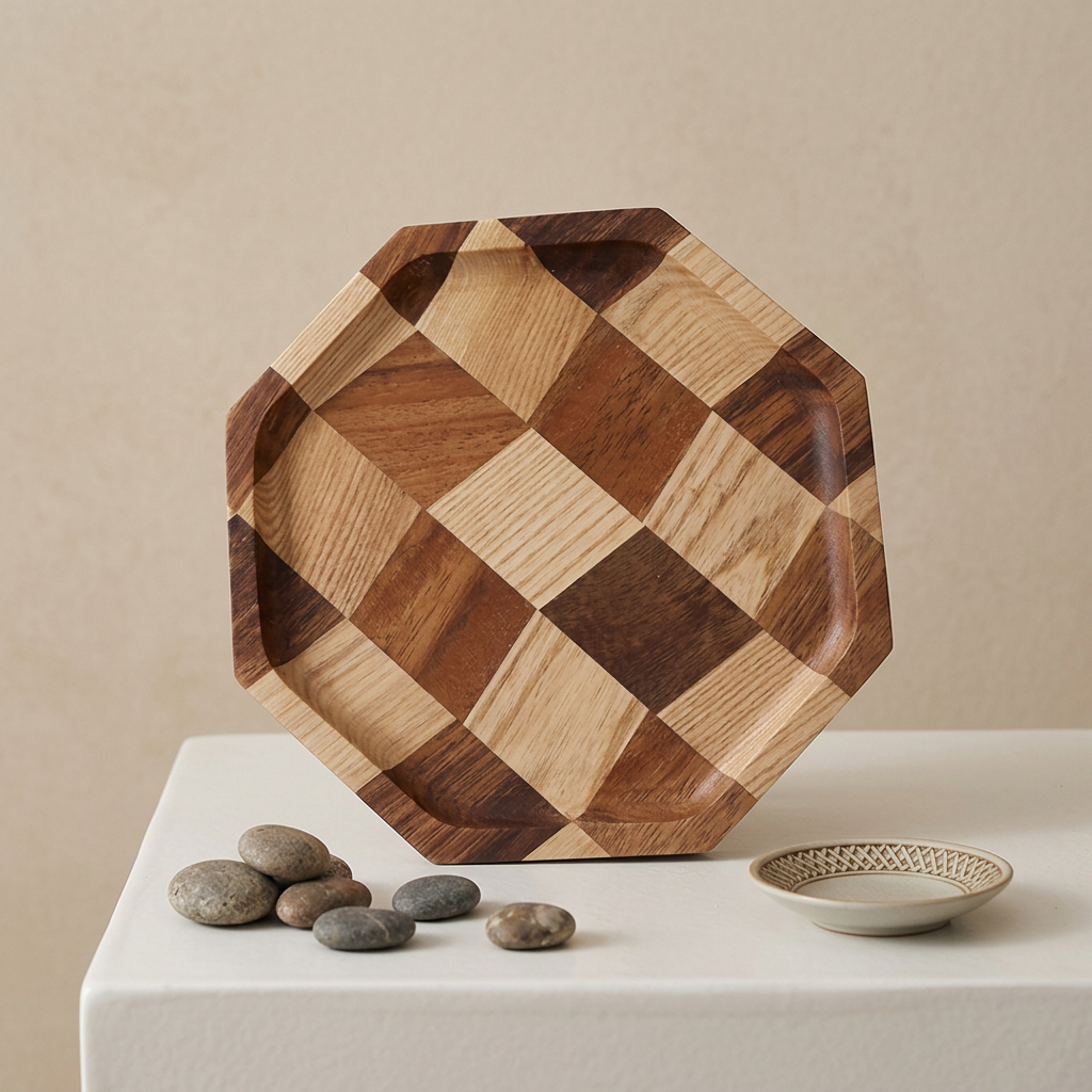 Wooden Hotel Tray Breakfast Creative Simple Spliced Wooden Plate Home Use Walnut Wood Afternoon Tea Retro Tray