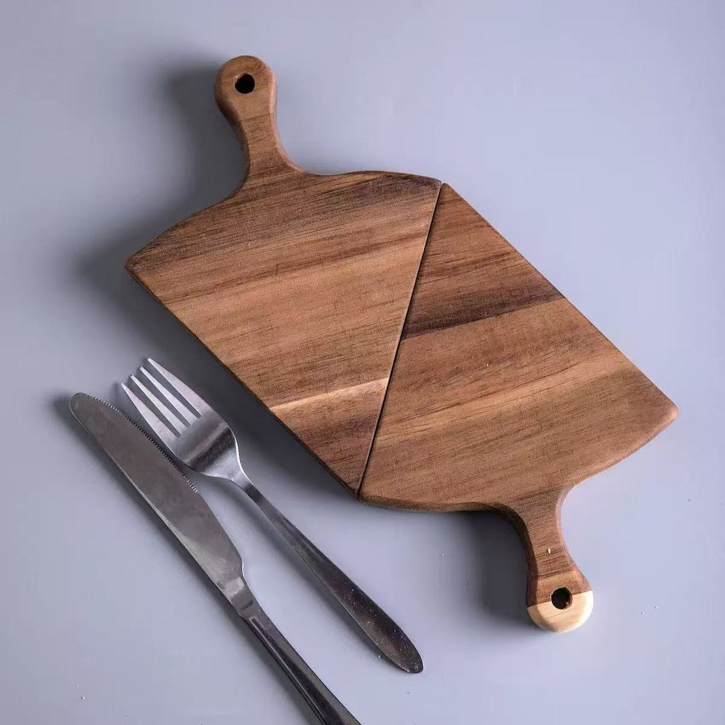 Wooden Cutting Board Pizza Plate Divided Cheese Steak Plate Irregular Partitioned Acacia Wood Fruit Sushi Serving Tray