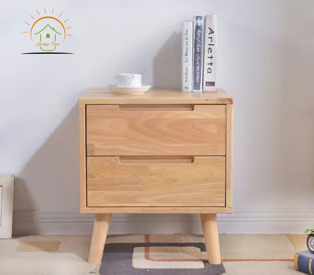 Elegant Modern Simple Wooden Bedside Nightstand with Drawer Durable Wood Crafted End Side Table for Home Bedding Decor