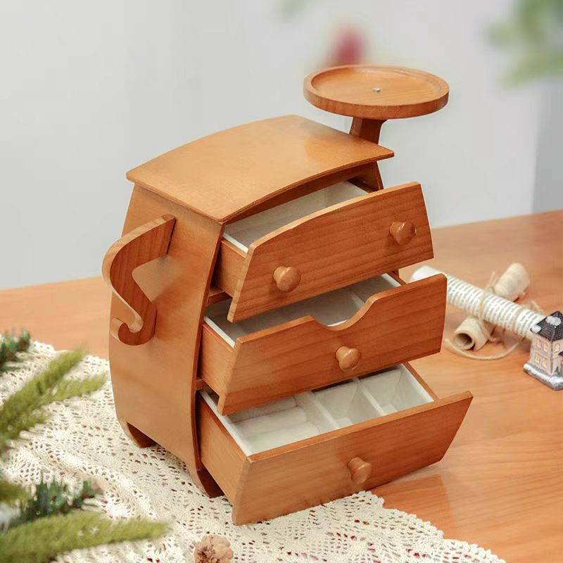 2026 New Design Cute and Sturdy Solid Wood Jewelry Storage Box High-End Exquisite Organizer