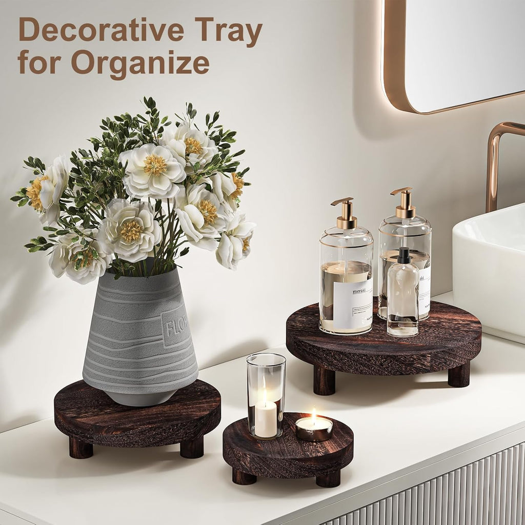Versatile Wooden Tripod Flower Stand & Bonsai Plant Stool Base Tray Home Kitchen Bathroom Decor Storage Rack for Desktop Display