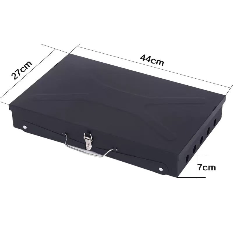 Outdoor Folding BBQ Grill with Built-in BBQ Tool Box, Portable Handheld Design for Various Locations