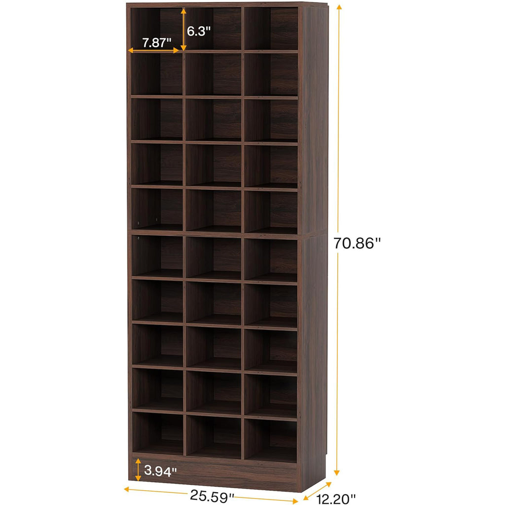 Wooden Shoes Cabinet with 30 Independent Compartments Large Storage Entrance Organizer for Living Room