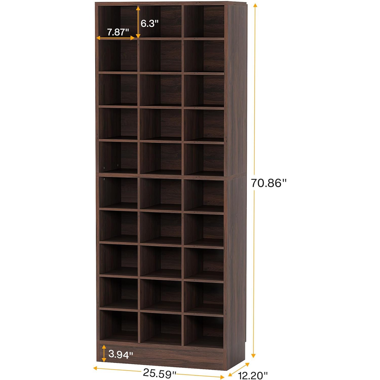 Wooden Shoes Cabinet with 30 Independent Compartments Large Storage Entrance Organizer for Living Room