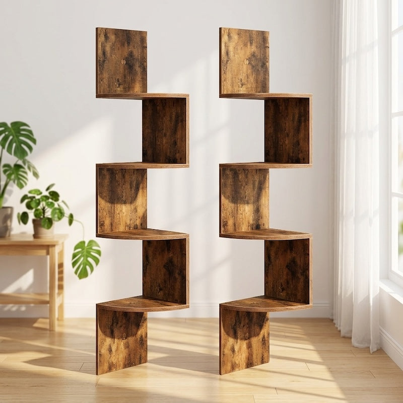 Wooden Retro Wall-Mounted Floating Corner Shelf Simple Bookshelf Four-Layer Multi-Functional Density Board Storage Shelf