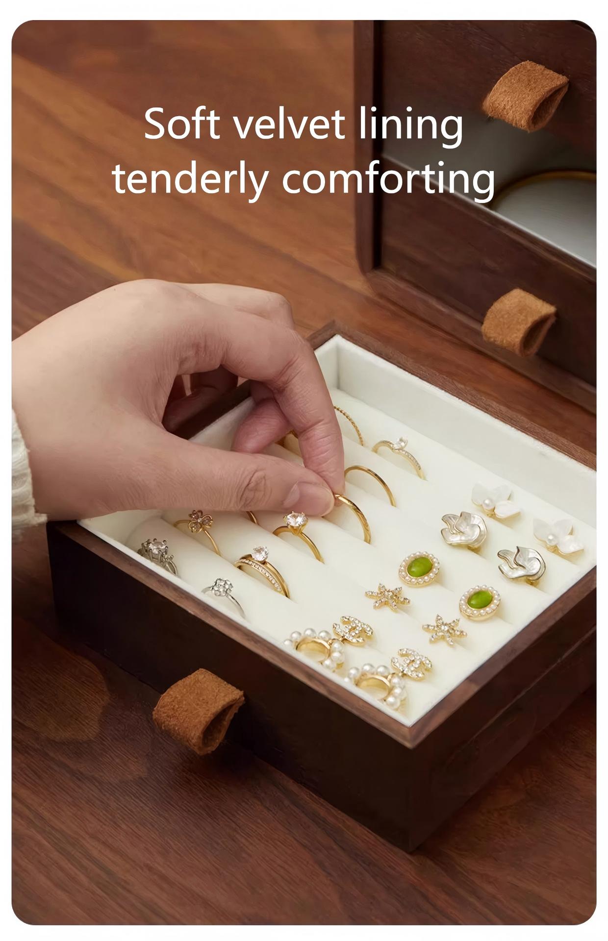 Exquisite Six-Layer Open Jewelry Box Large Capacity Walnut Wood Cabinet-Style Organizer for Stylish Storage