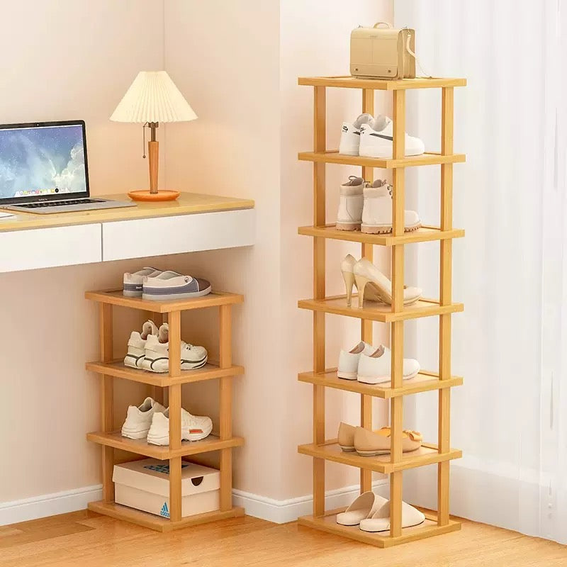 Small Narrow Shoe Rack, Multi-layer Shoe Rack for Entryway, Detachable, Space-saving Wooden Storage Shoe Rack