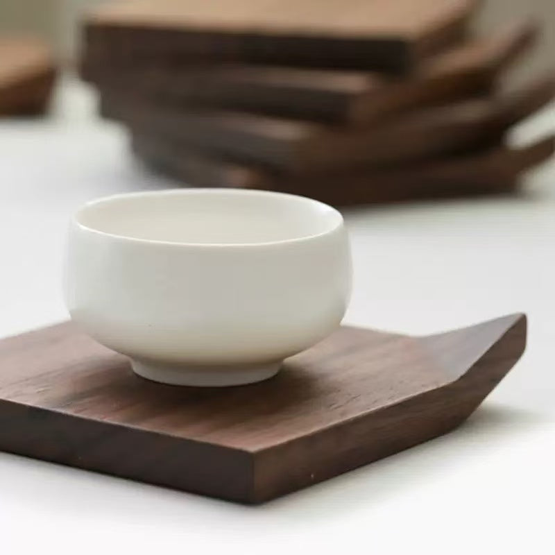 Japanese Style Black Walnut Wood Folded Corner Coaster Wooden Heat Insulation Pad Craft Creative Tea Cup Holder