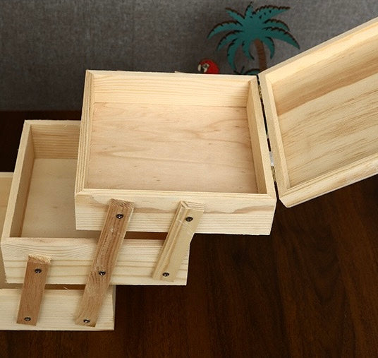 Storage Box Handheld Wooden Folding Storage Box Jewelry Cosmetics Storage Wooden Box Chinese Style Pastry Box