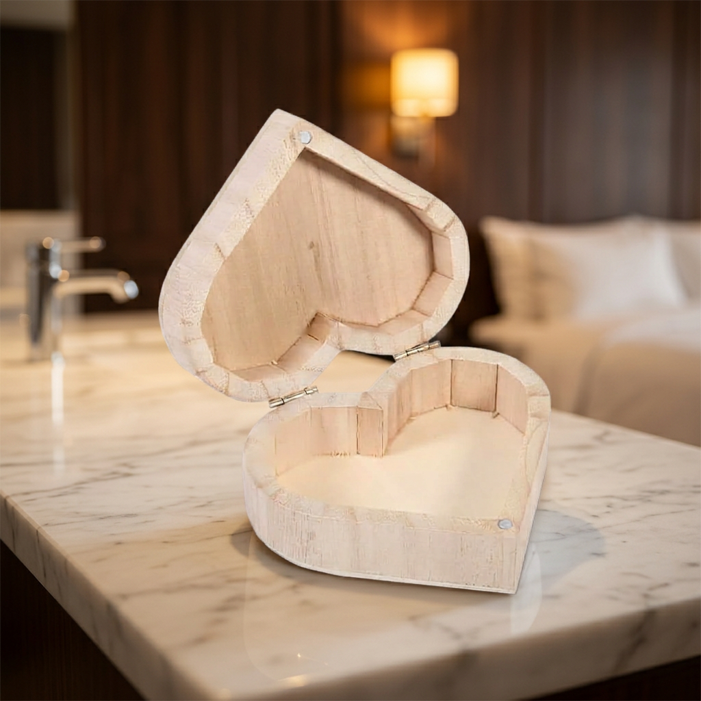 Wooden Color Accessories Heart-Shaped Jewelry Box Children's Toy Jewelry Box Simple Design Handmade Display Gift Box