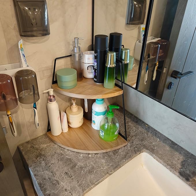 Simple Home Multi-layer Wooden Storage Rack for Kitchen and Bathroom for Living Room Corner Storage