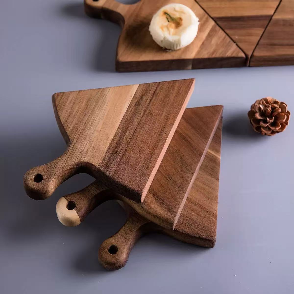 Wooden Cutting Board Pizza Plate Divided Cheese Steak Plate Irregular Partitioned Acacia Wood Fruit Sushi Serving Tray