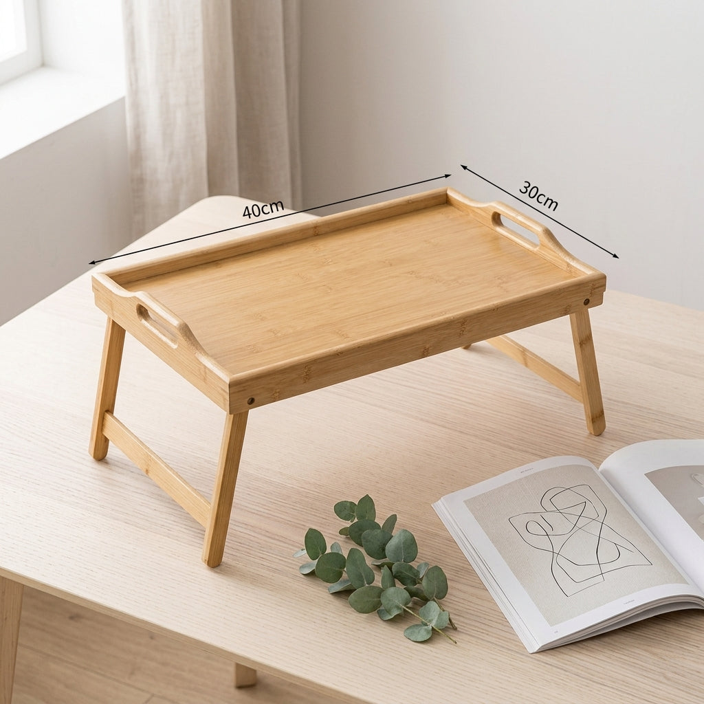 Wooden Folding Multi-Functional Bamboo Tray Lazy Household Folding Bedroom Wooden Tray Simple Fruit Tray