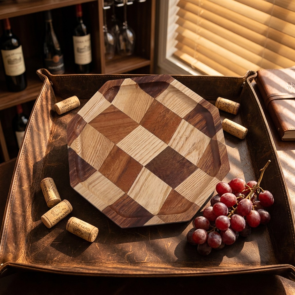 Wooden Hotel Tray Breakfast Creative Simple Spliced Wooden Plate Home Use Walnut Wood Afternoon Tea Retro Tray